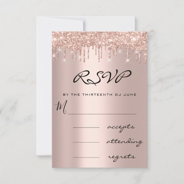 RSVP Bleu Marine Rose Drip Simly Mariage (Devant)
