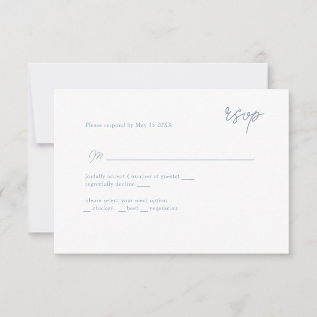 RSVP bleu poussiéreux à écriture minimale (Devant)