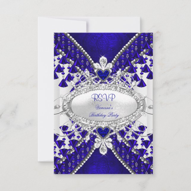 RSVP Bleu Royal Cœur Blanc Diamant (Devant)