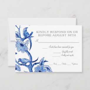 RSVP Blue Chinoiserie Asiatique Floral Aquarelle