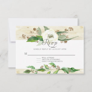 RSVP BOHO Rustic Wood RSVP Réponse Rose sauvage