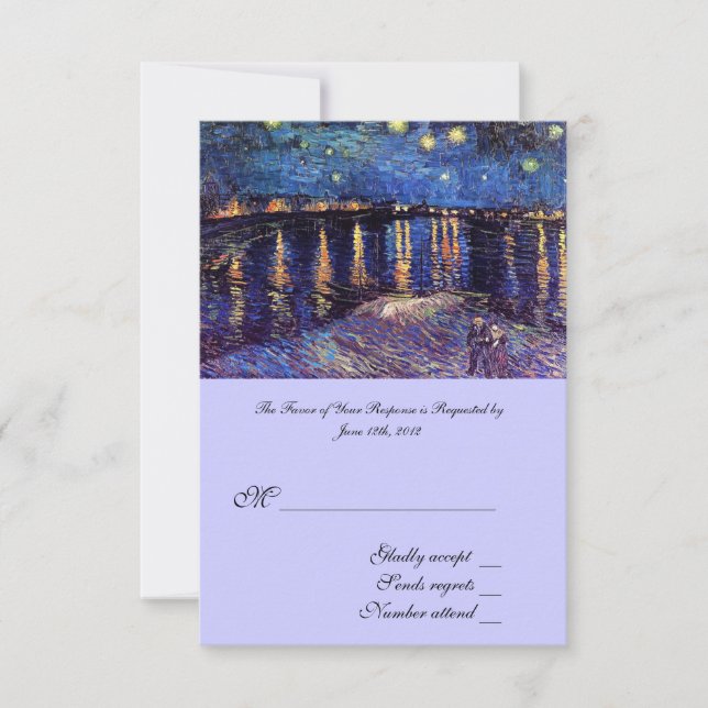 RSVP, carte d'acceptation mariage, Starry Night .. (Devant)