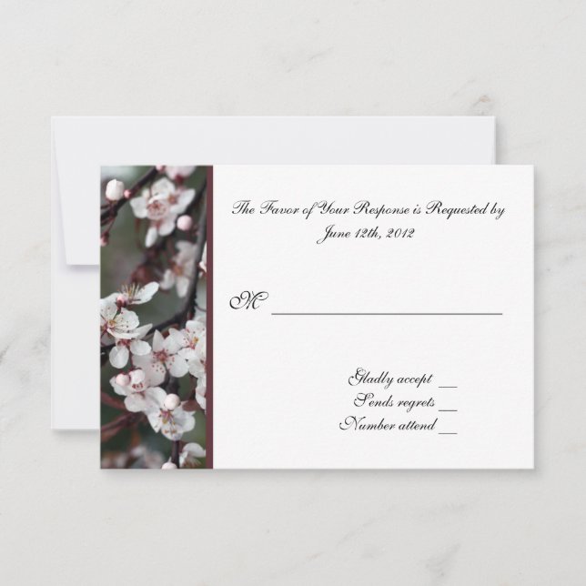 RSVP, carte de réponse, fleurs de prune (Devant)
