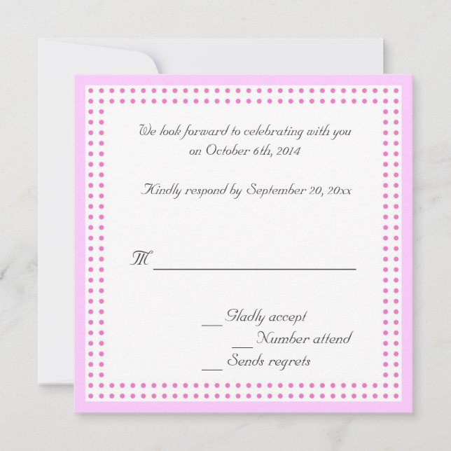 RSVP, carte de réponse pour invitation de mariage (Devant)