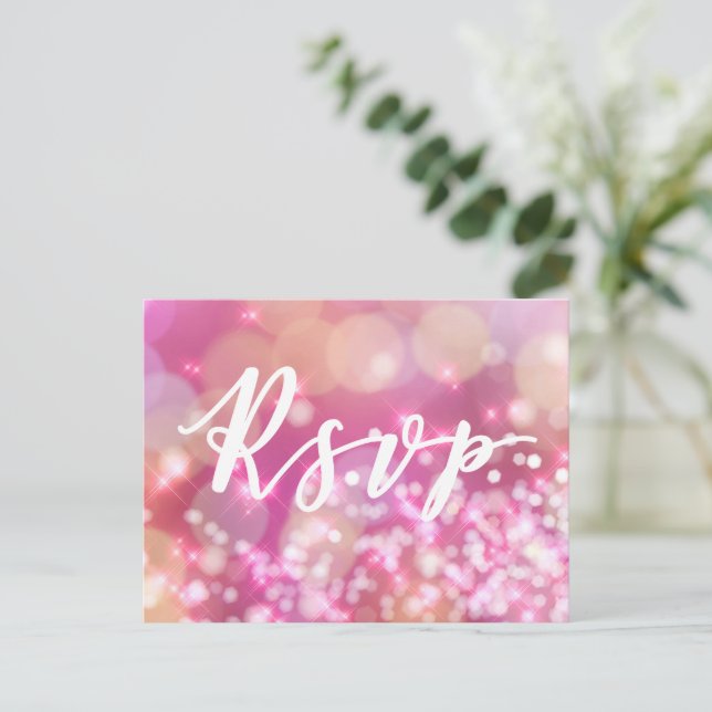 RSVP | Carte postale Épingles rose glamour (Debout devant)