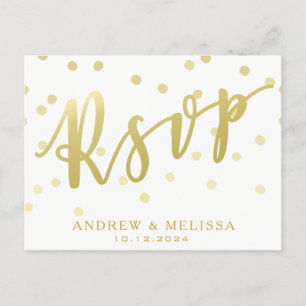 RSVP Carte postale White & Faux Gold Script