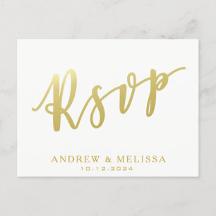 RSVP Carte postale White & Faux Gold Script