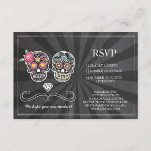 RSVP Chalk Mariage Rustique Crâne de sucre Cartes