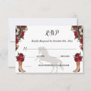 RSVP Charra Invitations, Red Roses charra