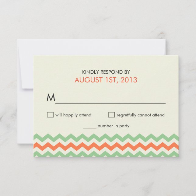 RSVP Chevron Mariage Coral Mint Green (Devant)
