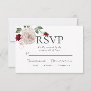 RSVP Choix de menu Aquarelle Roses Poussiéreuses
