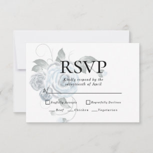 RSVP Choix de menu Fleurs aquarelles bleu poussi