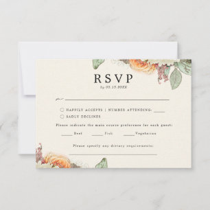 RSVP Choix de Menu Roses Eucalyptus Floral Vintage