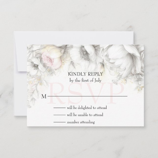 RSVP Classique Fleurs d'ivoire et de rose moderne (Devant)