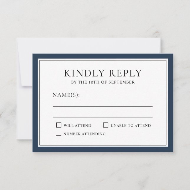 RSVP classique simple et élégant avec bordure mari (Devant)