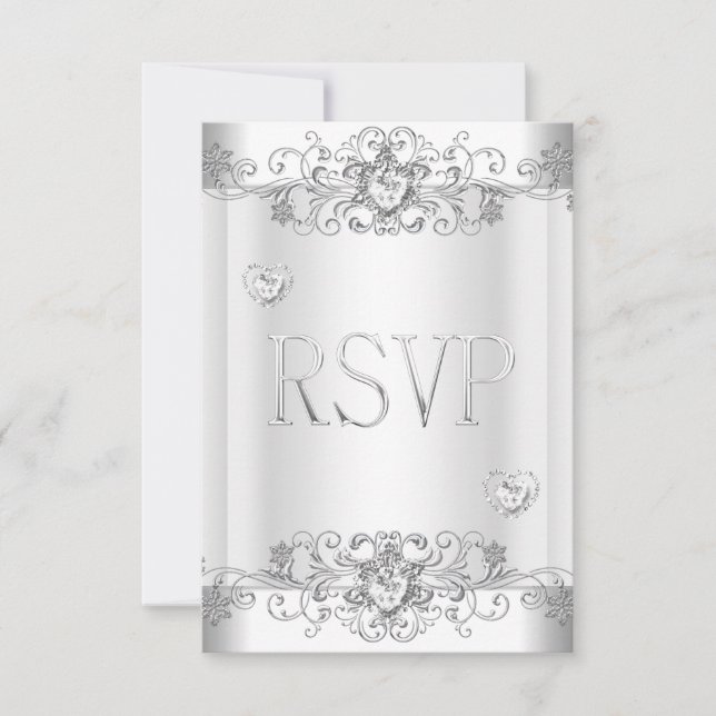 RSVP Cœur de diamant blanc argenté (Devant)