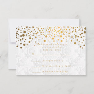 RSVP Confettis dorés élégants pour mariage