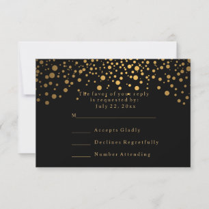 RSVP Confettis dorés élégants pour mariage