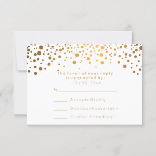 RSVP Confettis dorés Mariage Blanc élégant