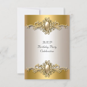 RSVP Crème Dorée Élégante Fête d'Anniversaire Perl