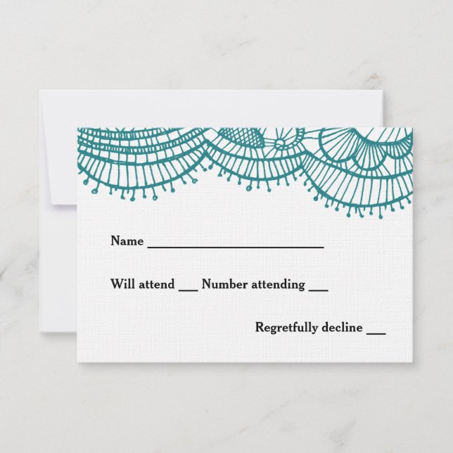 Rsvp de dentelle Turquoise moderne (Devant)