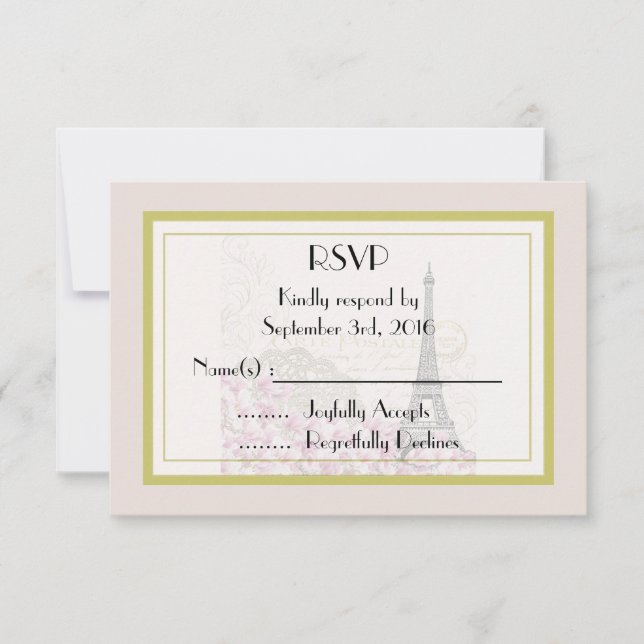 RSVP de mariage à la Tour Eiffel vintage (Devant)