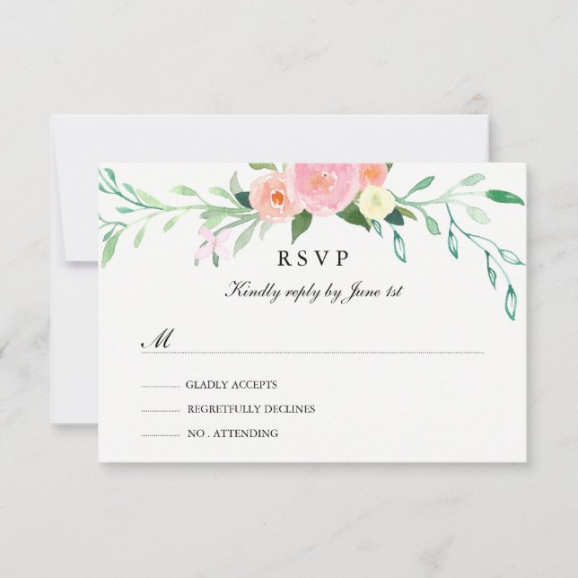 RSVP de mariage à l'aquarelle de fleur sauvage (Devant)