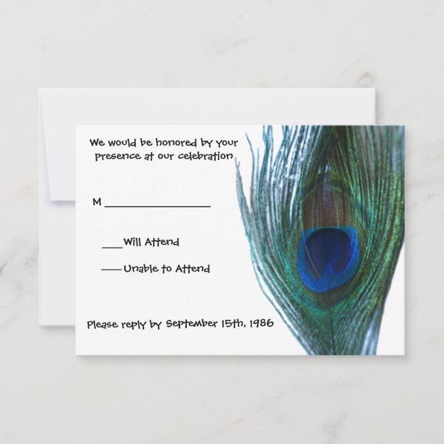 RSVP de mariage au paon élégant (Devant)