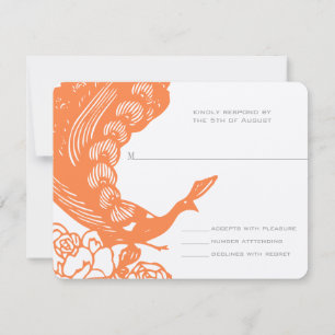 RSVP de mariage au paon moderne vintage Tangerine