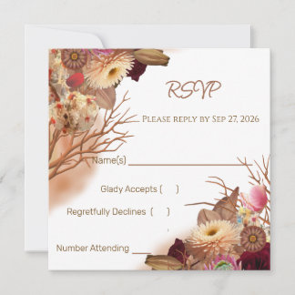 RSVP de mariage aux fleurs sauvages bohème et cont