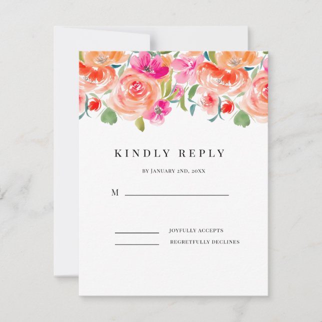 RSVP de mariage aux fleurs sauvages élégantes (Devant)