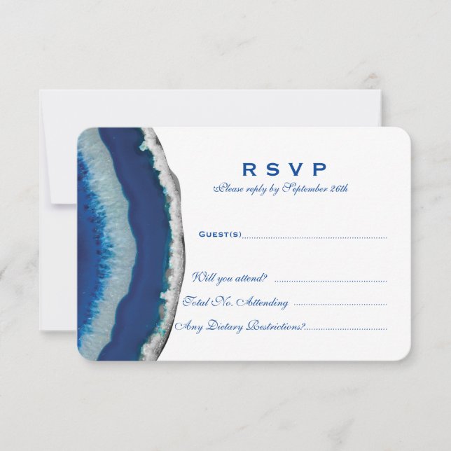 RSVP de mariage Blue Agate (Devant)