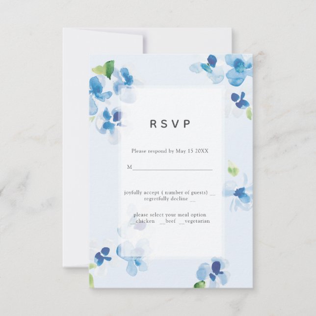 RSVP de mariage Blue and Delicate Blooms (Devant)