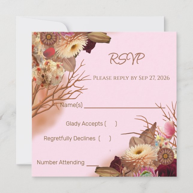 RSVP de mariage bohème de conte de fées enchanté a (Devant)