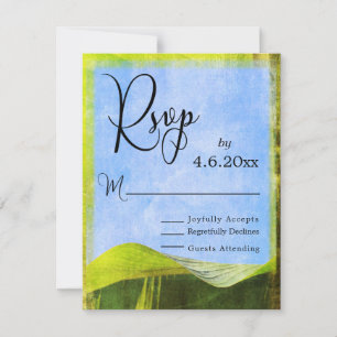 RSVP de mariage de destination bohème à feuille de
