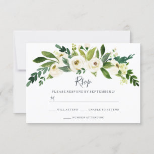 RSVP de mariage de jardin floral blanc moderne