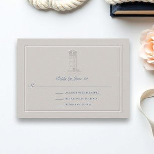 RSVP de mariage élégant et phare nautique côtier