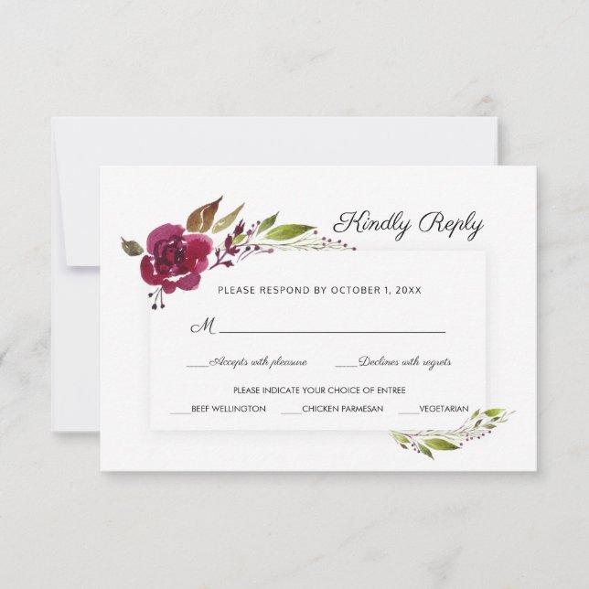 RSVP de mariage Fleurs et verdure de Bourgogne (Devant)