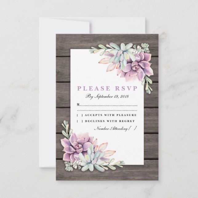 RSVP de mariage floral succulent de campagne rusti (Devant)