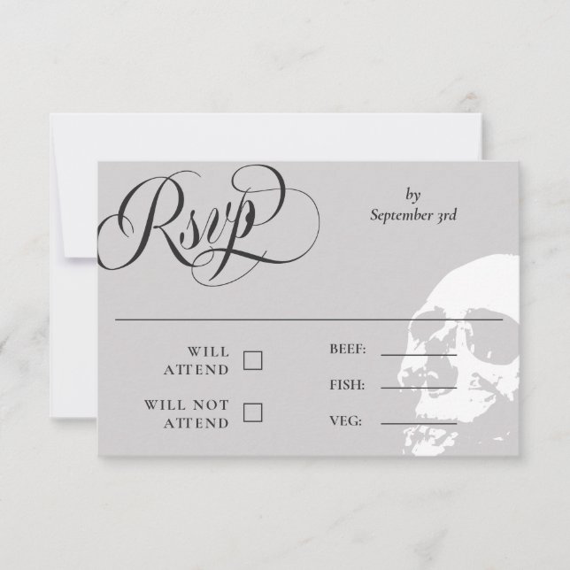 RSVP de mariage Halloween Crâne Élégant (Devant)