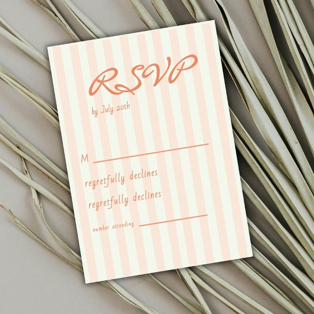 RSVP de mariage minimal côtier vintage aux rayures (Créateur téléchargé)