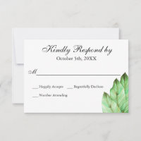 RSVP de mariage tropical à feuillage aquarelle