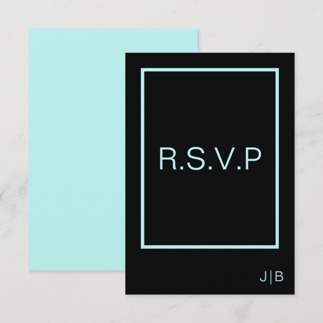 RSVP de mariage turquoise, noir et blanc CARTE (Devant / Derrière)