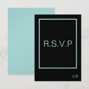 RSVP de mariage turquoise, noir et blanc CARTE