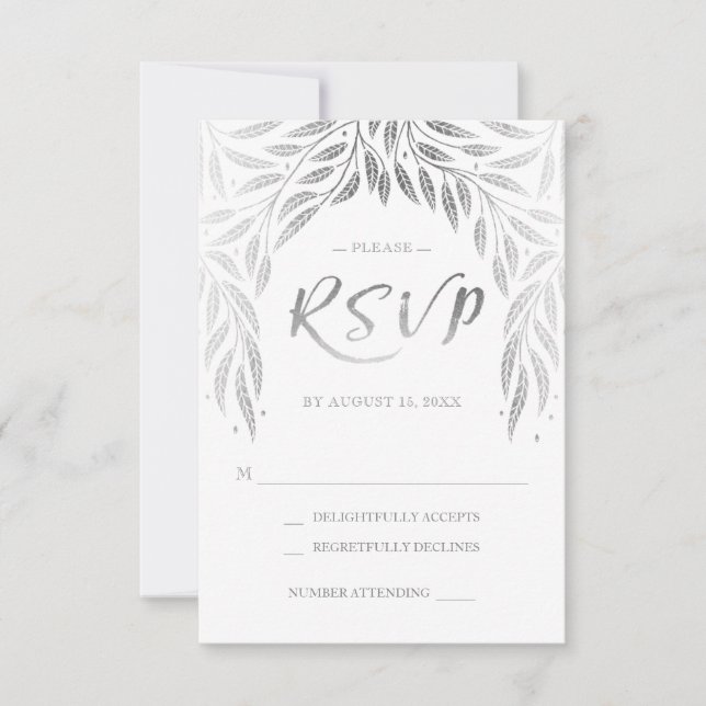 RSVP de mariage Under the Willows Faux Argent (Devant)