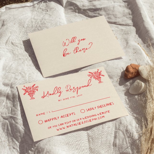 RSVP de mariage unique et rétro dessiné à la main  (Créateur téléchargé)