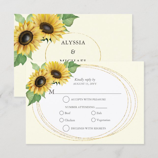 RSVP de tournesol élégant et simple (Devant / Derrière)
