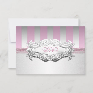 RSVP Élégant Anniversaire 2 Blanc Rose Rayure Perl