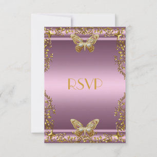 RSVP Élégant Anniversaire Rose Gold Papillon