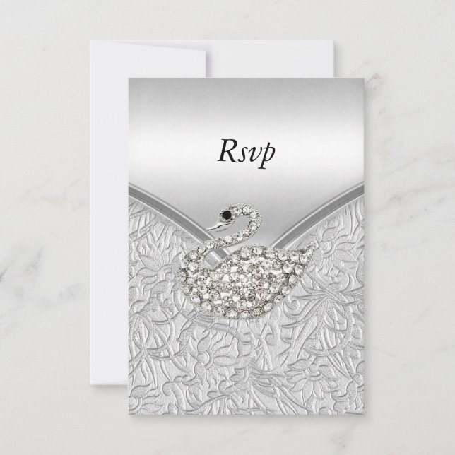 RSVP Élégant Argent  Anniversaire White Swan (Devant)